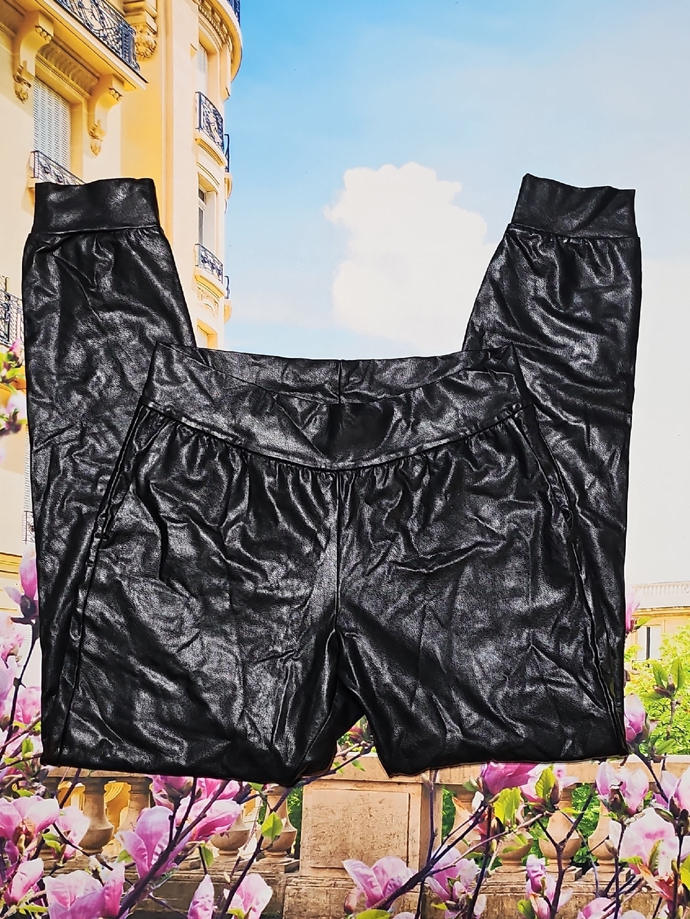 Commando Black Faux Leather Joggers High Waisted‎ Pants Size Medium